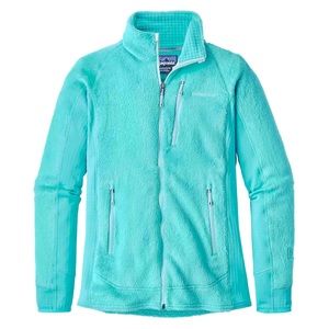 Patagonia aqua Blue Fleece full Zip Up Long Sleeve soft Sweatshirt